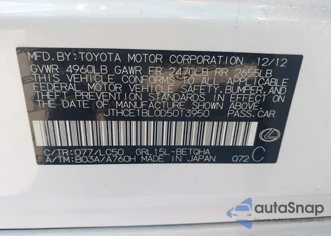 2013 Lexus Gs 350 z USA, uszkodzony, nr VIN JTHCE1BL0D5013950